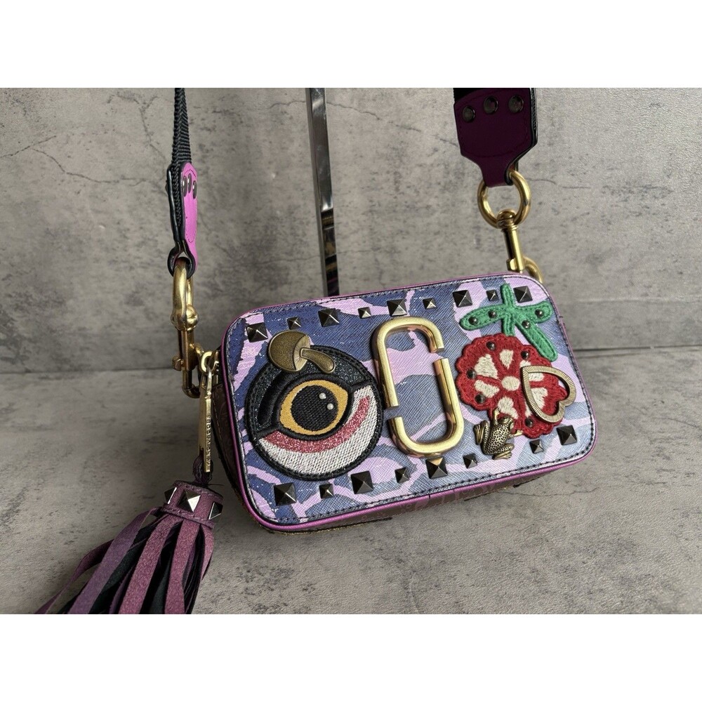 RARE! Marc Jacobs Taperstry Snapshot Camera Crossbody Leather Bag W/tassel